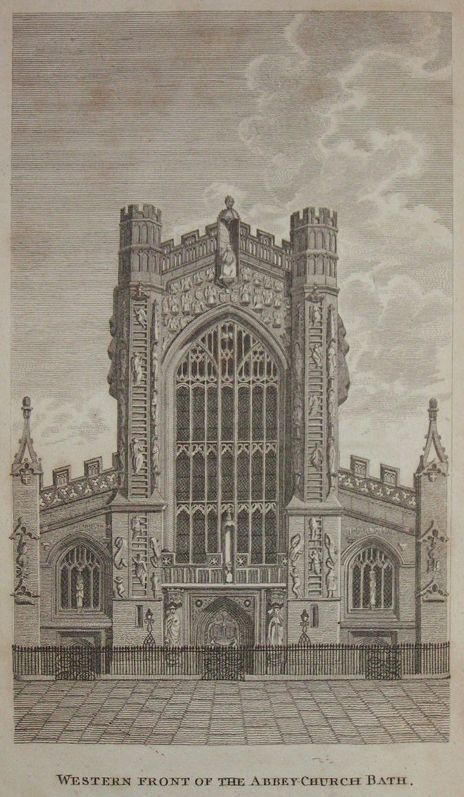 Print - Western front of the Abbey Church,  Bath